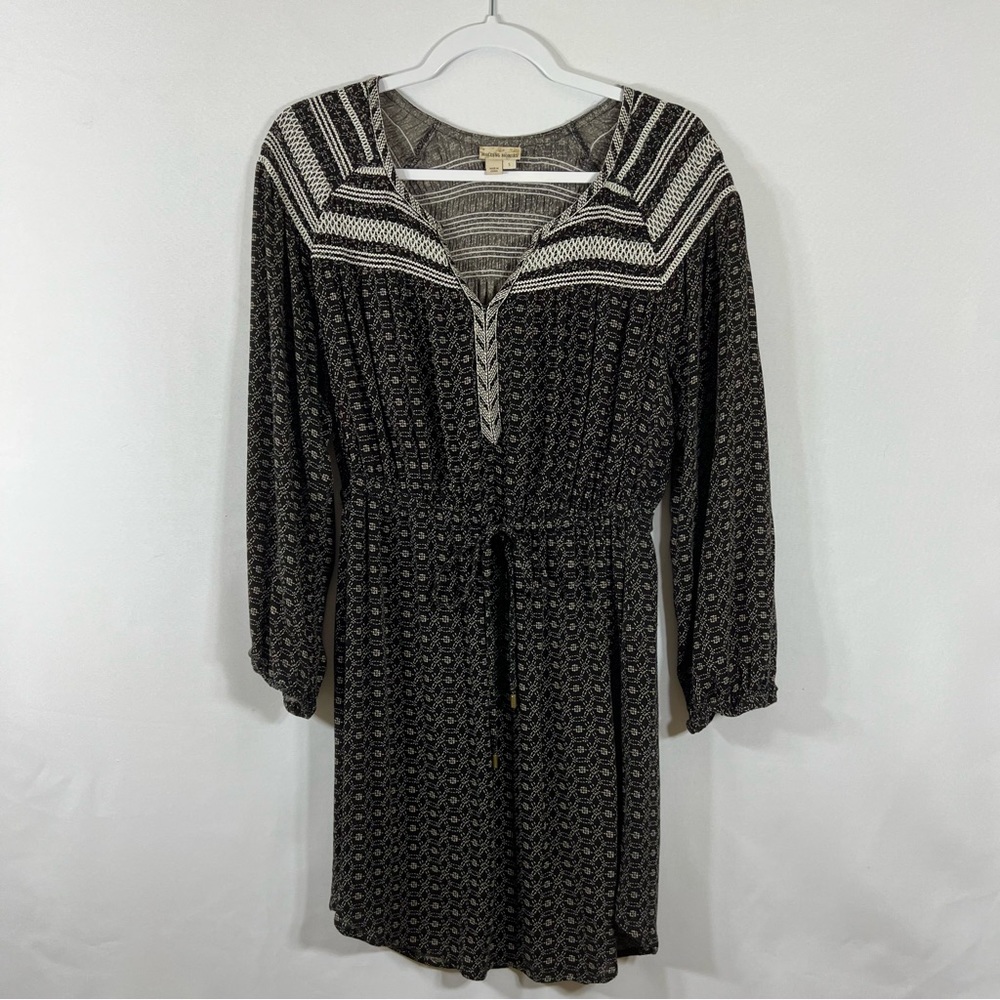 Holding Horses black & tan Anthropologie Smocked Dress size S